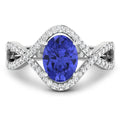 1.09 Ct Oval Violet Tanzanite Lab Diamond Prong 14k Gold Crossover Ring by Fine Color Jewels