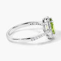 1.10 Ct Oval Green Peridot and Lab Diamond Prong Silver Halo Pave Ring by Fine Color Jewels