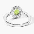 1.10 Ct Oval Green Peridot and Lab Diamond Prong Silver Halo Pave Ring by Fine Color Jewels