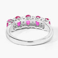 1.10 Ct Oval Pink Ruby & Lab Diamond Prong Silver Half Eternity Band Five Stone Ring by Fine Color Jewels