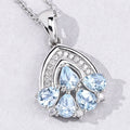 1.10 Ct Pear Blue Aquamarine & Lab Diamond Prong Silver Five Stone Pendant Necklace by Fine Color Jewels