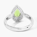 1.10 Ct Pear Green Peridot & Lab Diamond Prong Silver Halo Engagement Ring by Fine Color Jewels