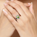 1.10 Ct Pear Green Peridot & Lab Diamond Prong Silver Halo Engagement Ring by Fine Color Jewels