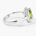 1.10 Ct Pear Green Peridot & Lab Diamond Prong Silver Halo Engagement Ring by Fine Color Jewels