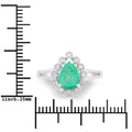 1.10 Ct Pear Green Zambian Emerald Diamond V-Prong 10k Gold Halo Statement Ring by Fine Color Jewels