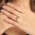 1.10 Ct Round Green Peridot and Lab Diamond Prong Silver Five Stone Ring by Fine Color Jewels