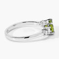 1.10 Ct Round Green Peridot and Lab Diamond Prong Silver Five Stone Ring by Fine Color Jewels