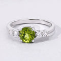 1.10 Ct Round Green Peridot and Lab Diamond Prong Silver Five Stone Ring by Fine Color Jewels
