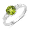 1.10 Ct Round Green Peridot and Lab Diamond Prong Silver Five Stone Ring
