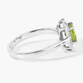 1.10 Ct Round Green Peridot and Lab Diamond Prong Silver Halo Ring by Fine Color Jewels