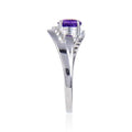 1.10 Ct Round Purple Amethyst and White Topaz Prong Silver Promise Ring by Fine Color Jewels