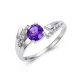 1.10 Ct Round Purple Amethyst and White Topaz Prong Silver Promise Ring by Fine Color Jewels