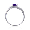 1.10 Ct Round Purple Amethyst and White Topaz Prong Silver Promise Ring by Fine Color Jewels