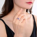 1.10 Ct Round Purple Amethyst and White Topaz Prong Silver Promise Ring by Fine Color Jewels