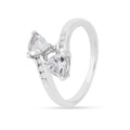1.10 Ct Trillon Cut Light Blue Aquamarine V-Prong Rhodium Over Silver Dual Stone Bypass Ring by Fine Color Jewels