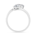 1.10 Ct Trillon Cut Light Blue Aquamarine V-Prong Rhodium Over Silver Dual Stone Bypass Ring by Fine Color Jewels
