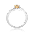 1.11 Ct Square Yellow Citrine and Moissanite Prong Silver Cocktail Ring by Fine Color Jewels