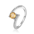 1.11 Ct Square Yellow Citrine and Moissanite Prong Silver Cocktail Ring by Fine Color Jewels