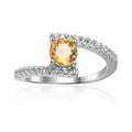 1.11 Ct Square Yellow Citrine and Moissanite Prong Silver Cocktail Ring by Fine Color Jewels