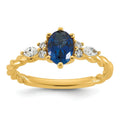 1.12 Ct Oval Blue Created Sapphire & Lab Diamond 6 Prong 14K Gold Twisted Cluster Ring by Fine Color Jewels