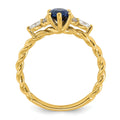 1.12 Ct Oval Blue Created Sapphire & Lab Diamond 6 Prong 14K Gold Twisted Cluster Ring by Fine Color Jewels