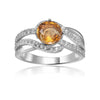 1.12 Ct Square Yellow Citrine and White Sapphire Prong Silver Engagement Ring