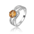 1.12 Ct Square Yellow Citrine and White Sapphire Prong Silver Engagement Ring by Fine Color Jewels