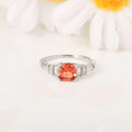 1.14 Ct Cushion Lab Created Peach Sapphire and Moissanite Prong Silver Five Stone Ring by Fine Color Jewels
