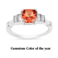 1.14 Ct Cushion Lab Created Peach Sapphire and Moissanite Prong Silver Five Stone Ring by Fine Color Jewels