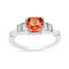 1.14 Ct Cushion Lab Created Peach Sapphire and Moissanite Prong Silver Five Stone Ring