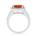 1.14 Ct Cushion Lab Created Peach Sapphire and Moissanite Prong Silver Five Stone Ring by Fine Color Jewels