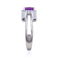 1.14 Ct Square Created Purple Sapphire and White Topaz Prong Silver Halo Engagement Ring by Fine Color Jewels