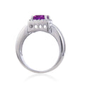 1.14 Ct Square Created Purple Sapphire and White Topaz Prong Silver Halo Engagement Ring by Fine Color Jewels