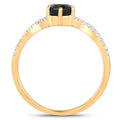 1.14ct Pear Blue Sapphire and Diamond Prong 14K Yellow Gold Crossover Engagement Ring by Fine Color Jewels