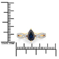 1.14ct Pear Blue Sapphire and Diamond Prong 14K Yellow Gold Crossover Engagement Ring by Fine Color Jewels