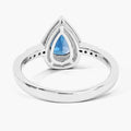 1.15 Ct Pear London Blue Topaz Lab Diamond Prong Silver Halo Pave Bridge Ring by Fine Color Jewels