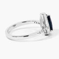 1.15 Ct Pear London Blue Topaz Lab Diamond Prong Silver Halo Pave Bridge Ring by Fine Color Jewels