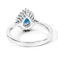 1.15 Ct Pear London Blue Topaz & Lab Diamond Prong Silver Halo Ring by Fine Color Jewels