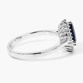 1.15 Ct Pear London Blue Topaz & Lab Diamond Prong Silver Halo Ring by Fine Color Jewels