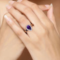 1.15 Ct Pear Purple Amethyst and Lab Diamond Prong Silver Halo Ring by Fine Color Jewels