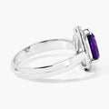 1.15 Ct Pear Purple Amethyst and Lab Diamond Prong Silver Halo Ring by Fine Color Jewels