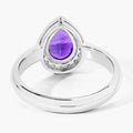 1.15 Ct Pear Purple Amethyst and Lab Diamond Prong Silver Halo Ring by Fine Color Jewels