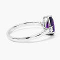 1.15 Ct Pear Purple Amethyst and Lab Diamond Prong Silver Three Stone Ring by Fine Color Jewels