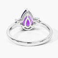 1.15 Ct Pear Purple Amethyst and Lab Diamond Prong Silver Three Stone Ring by Fine Color Jewels