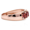 1.16 Ct Marquise and Pear Red Garnet and White Topaz Prong Silver Leaf Band Ring by Fine Color Jewels