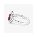 1.19 Ct Pear Pink Ruby White Diamond V-Prong 10K Gold Halo Ring by Fine Color Jewels