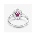 1.19 Ct Pear Pink Ruby White Diamond V-Prong 10K Gold Halo Ring by Fine Color Jewels