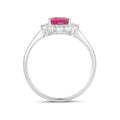 1.19 Ct Pear Pink Ruby White Diamond V-Prong 10K Gold Halo Ring by Fine Color Jewels