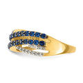 1.19 Ct Round Blue Sapphire & Diamond Pavé 14K Gold 4-Row Criss Cross Ring by Fine Color Jewels