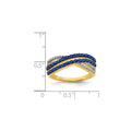 1.19 Ct Round Blue Sapphire & Diamond Pavé 14K Gold 4-Row Criss Cross Ring by Fine Color Jewels
